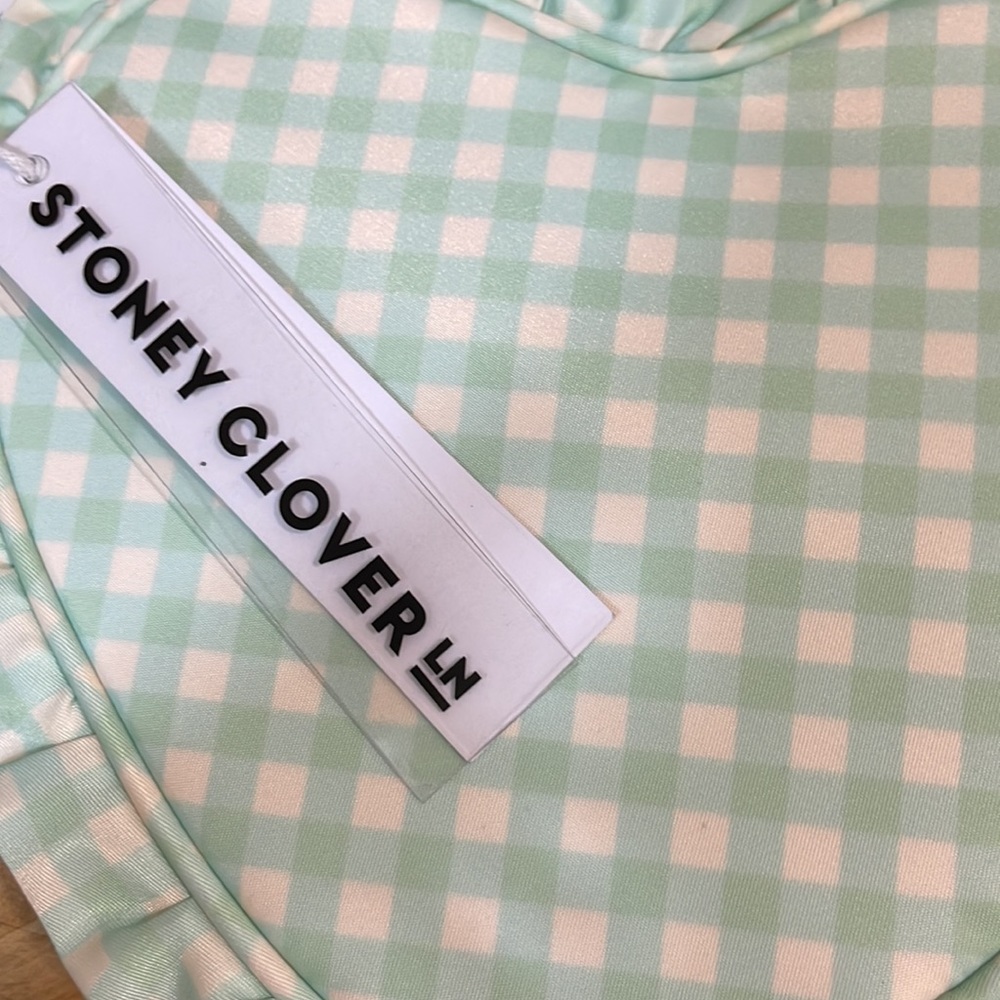 Stoney Clover Lane Ruffle Heart Pouch in Mint chip plaid checker - Picture 3 of 3